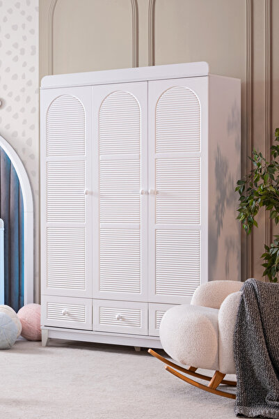 Setay Gardırop, Perla 3 Kapaklı Çekmeceli Dolap - Beyaz