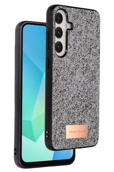 Rivor Samsung Galaxy S24 FE Compatible Case Camera Protrusion Stone Bead Embroidered Silvery Hard Cover