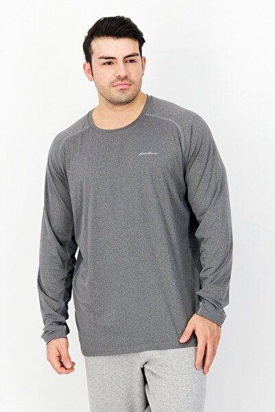 Eddie Bauer تي شيرت رياضي رجالي بشعار العلامة التجارية، رمادي