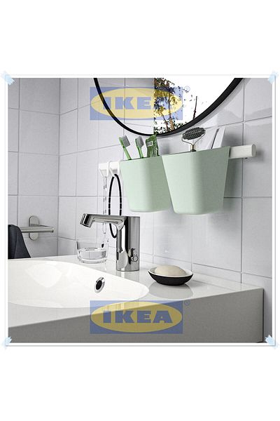 IKEA Pot for Kitchen, Cutlery, Hanging Pot on Rail, Pale Green, 12X11 Cm, 1 Piece