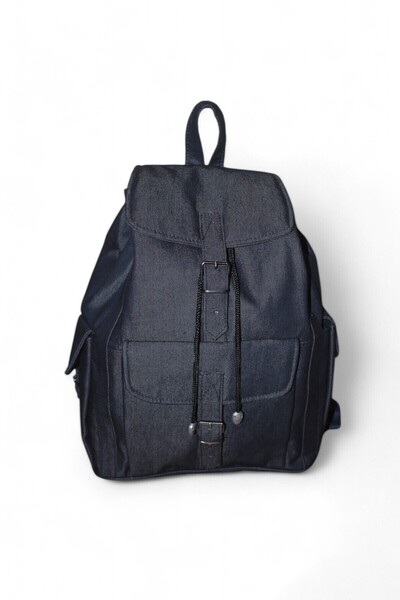 MEBES Kot (Denim) Kumaş Sırt Çantası Lacivert Renkli 3 Cep Model Unisex