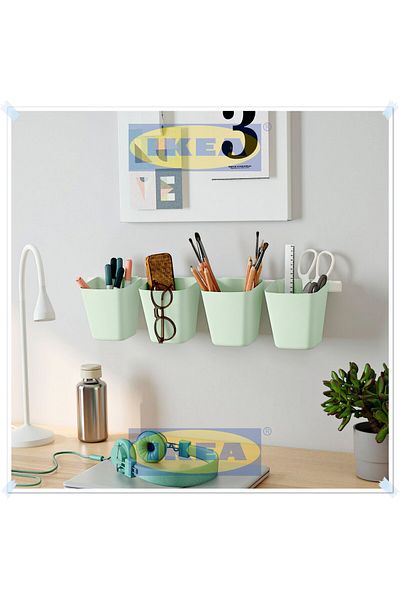 IKEA Pot for Kitchen, Cutlery, Hanging Pot on Rail, Pale Green, 12X11 Cm, 1 Piece