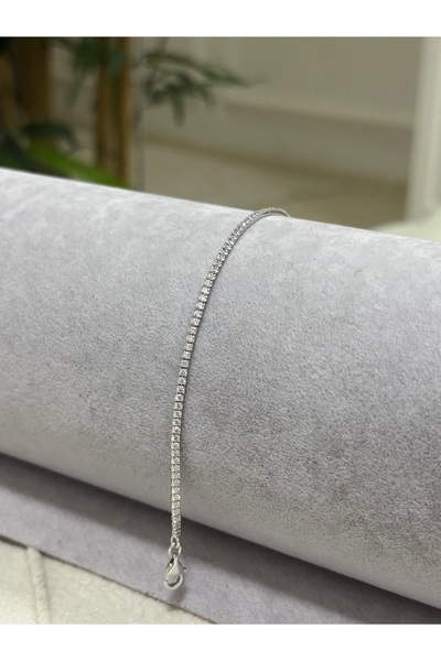 Silver 1,5 mm Su Yolu 925 Ayar Mavi Bileklik / Kutulu Gönderim