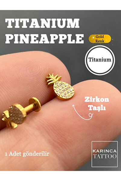 Karınca Piercing Ananas G23 Titanyum Piercing Tragus Piercing Helix Flat Kula...
