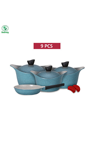 badreig LAHOYA CERAMIC COATED COOKWARE SET 9 PCS (BLUE)