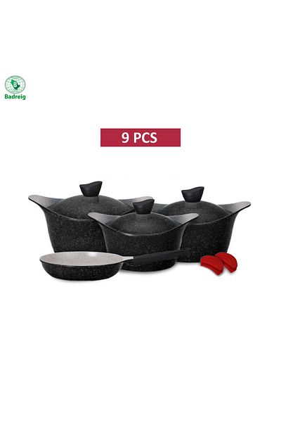 badreig LAHOYA CERAMIC COATED COOKWARE SET 9 PCS (BLACK)