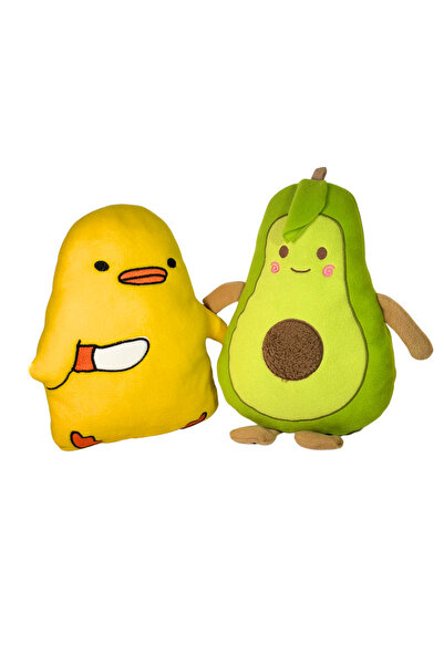 WOODROFFE Avokado - Katil Civciv Uyku Arkadaşı ve Peluş Yastık 35 cm 2 li Peluş Oyuncak Yastık Hediye Paketi