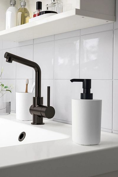 EA Home Concept Σετ μπάνιου Monroe 3 τεμαχίων Λευκό χρώμα Δοχείο υγρού σαπουνιού Θήκη οδοντόβουρτσας και στερεό σαπούνι