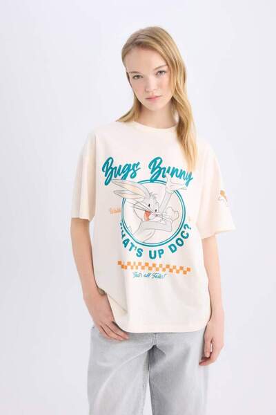 DeFacto Coool Looney Tunes Oversize Wide Fit Crew Neck Short Sleeve T-Shirt D9110Ax25Sm