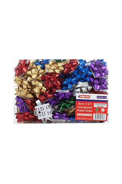 Bigpoint |   Hologram Package Ornament, 4 Cm, Pack of 100, Easy to Stick, Shiny Ornament for Gift Packages