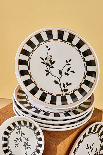 EMBazaar 14 Parça Sunum Set Premium Black Olive Serisi Kahvaltı Takımı Kahvaltı Seti Pasta Tabak Sunum Tabağı
