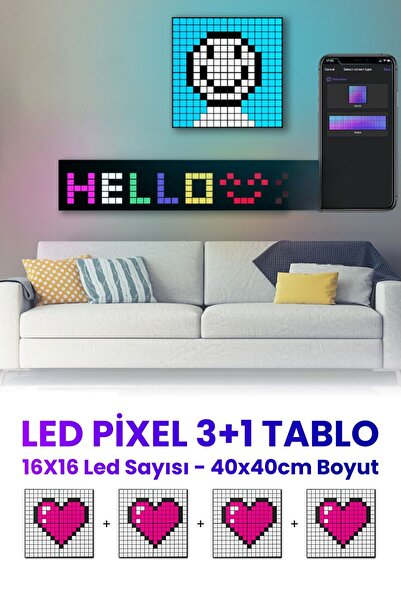 Genel Markalar Led Pixel 3+1 Tablo Dijital Ekran Yazı ve Animasyon Eklenebile...