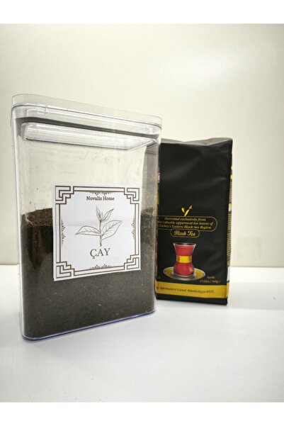 novaliz home Siyah Çay Kutusu - Toz Çay Saklama Kabı - Kuru Çay Saklama Kutus...