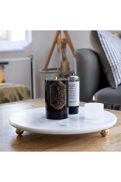 Akayev Marble White 30 Cm Gold Beaded Round Presentation Stand