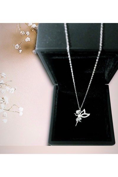 SARIASLAN Su Perisi Kolye Işıklı Kutuda Yeni Tenkerbell Tasarım Rodyum Beyaz Altın Rengi