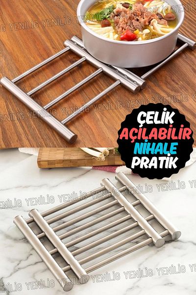 Yenilig Heat Resistant Stainless Steel Openable Trivet, Stylish and Practical Use for Pots and Pans