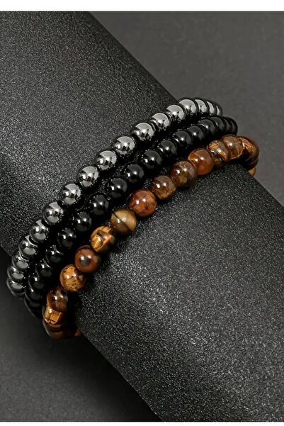 NBS Beautiful Naturel Stones Men's Stylish Bracelet Tiger Set - 3 Natural Sto...