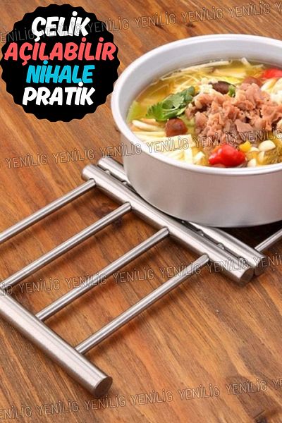 Yenilig Extendable Stainless Steel Pot Mat, Convenience in the Kitchen with Adjustable Size and Stylish Design