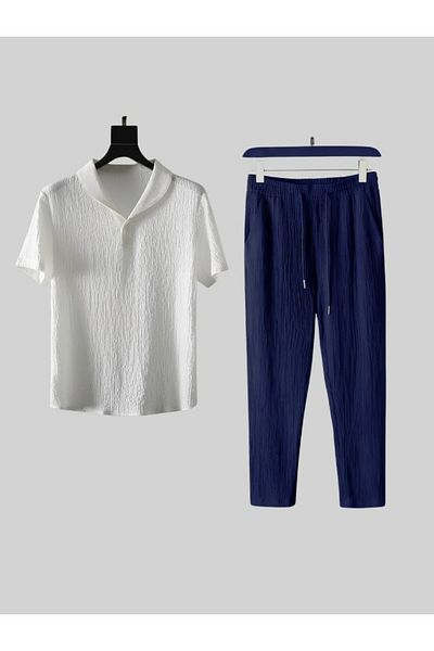 Moda Glo Unisex Summer Lycra Crinkle Fabric - Σετ κοντομάνικο μπλουζάκι και παντελόνι