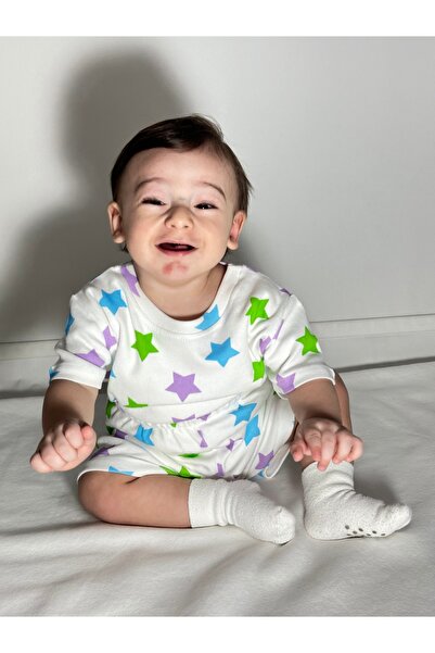 Drop Kids Mother Child Matching Pajama Set Star Pattern Short Sleeve Shorts (Sold Individually)