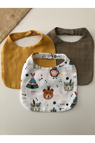 Canbutik 3 قطع من الموسلين بطبقة مزدوجة مع دمية دب - مريلة للأنشطة