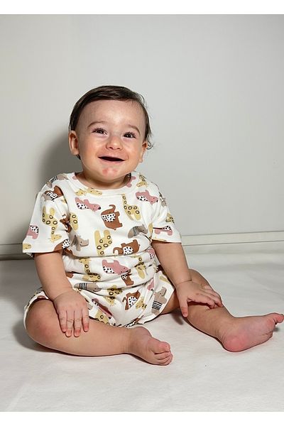 Drop Kids Mother Child Combination Pajama Set Elephant Pattern Short Shorts (Sold Individually)