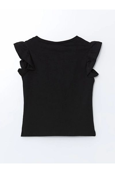 LC Waikiki Tricou pentru fetiță LCW ECO negru cu gât crew