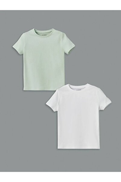 LC Waikiki Tricou pentru fete LCW Kids Green Crew Deck, pachet de 2