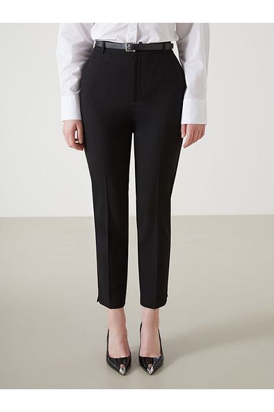 LC Waikiki Lcw Vision Black Waist Belted Carrot Cut Women's Trousers