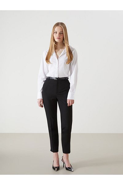 LC Waikiki Lcw Vision Black Waist Belted Carrot Cut Women's Trousers