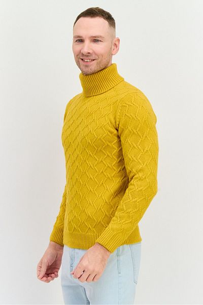 Sorbino Men Funnel Neck Pointelle Sweater, Yellow