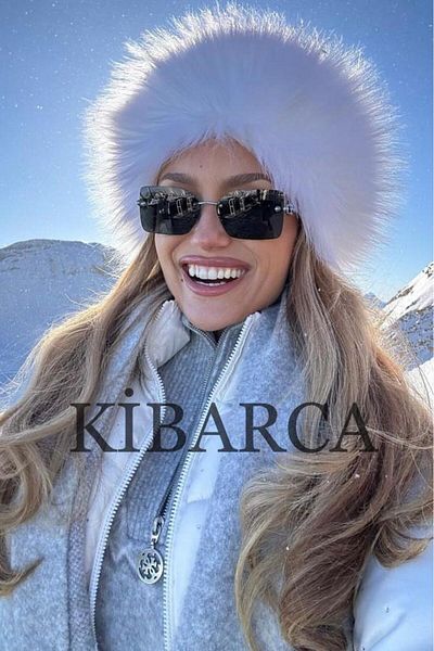 Aksesuar Trend White Winter Faux Fur Russian Heart Plush Hat