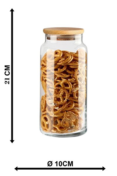 BERRY 12-Piece Wooden Lid Jar 1300 Cc Glass Storage Container