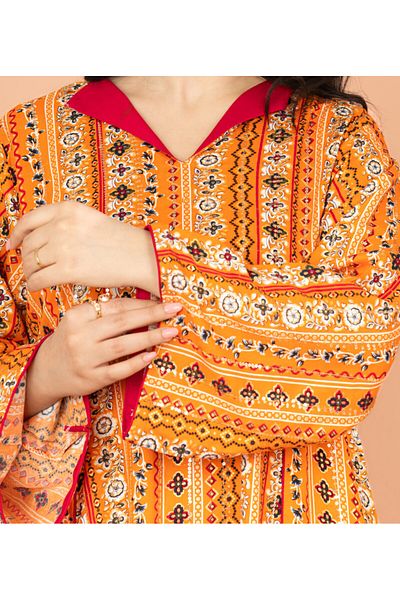 IKKXA Elegant Patterns Collared Jalabiya