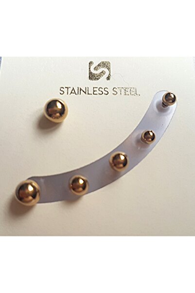 ERKA AKSESUAR 3'lü Çivi Model Top Küpe Paslanmaz Çelik