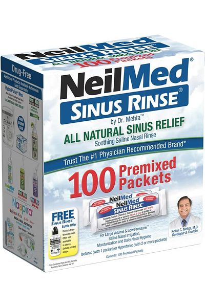 NeilMed The Original & Patented Sinus Rinse Kit, 100  Premixed Packets,1 Kit
