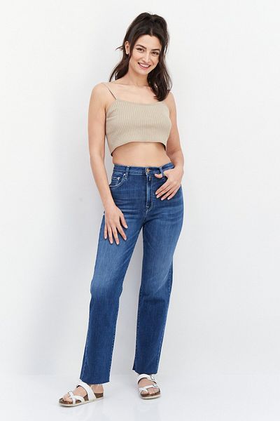 Replay Women Regular Fit Washed Stretchable Jeans, Medium Blue