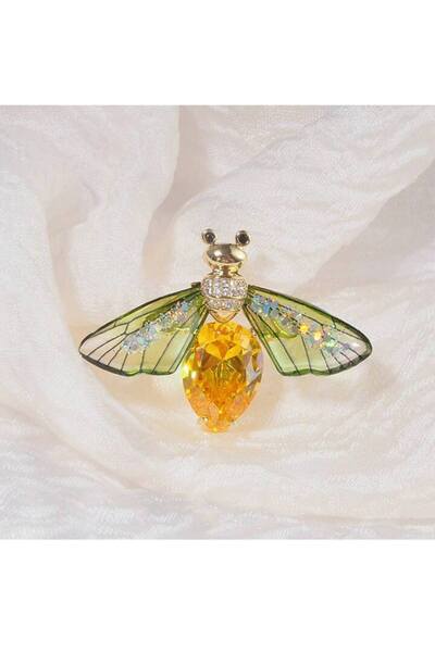 ESJ Kristal Taş Arı Kadın Broş Ebat: 3,3*4,6 cm
