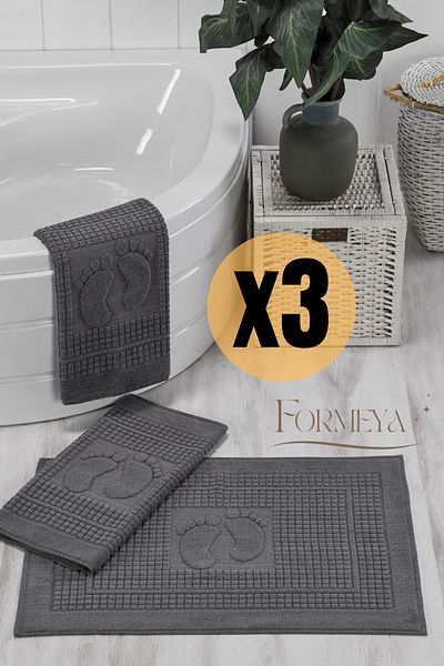 Formeya 3-teiliges Fußabdruck-Fußhandtuch – Mopp-Badezimmer-Set (3 Stück)