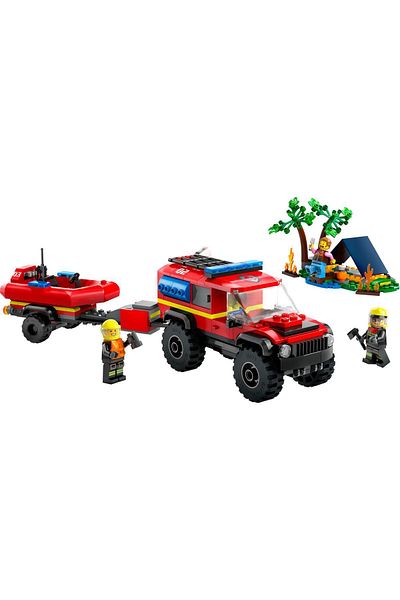 LEGO ®   شاحنة إطفاء سيتي 4x4 مع قارب إنقاذ 60412 - مجموعة بناء ألعاب إبداعية 5+ (301 قطعة)