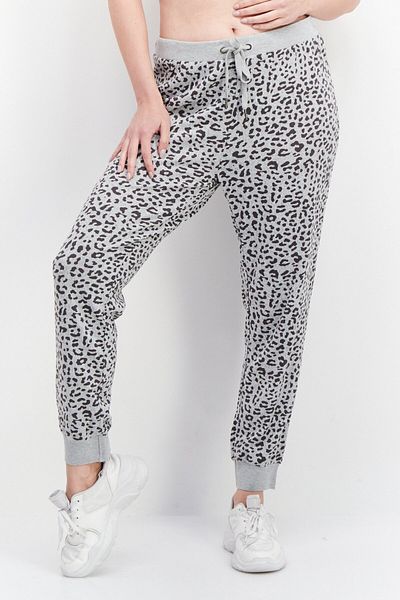 BB Dakota by Steve Madden Women Animal Print Drawstring Jogger Pant, Grey