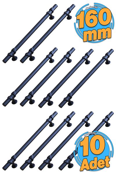 Badem10 10 bucăți mâner metal negru cu pică 160 mm-16 cm mobilier bucătărie sertar dulap dulap mânere mâner mâner