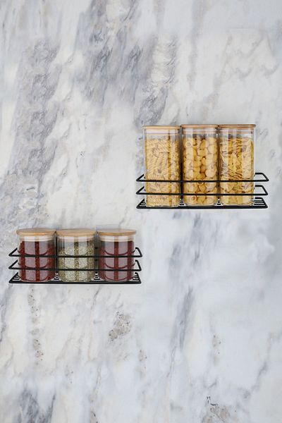 MultiStore 2 Pcs Spice Rack Holder Spice Rack Spice Rack Stand with Black Adhesive
