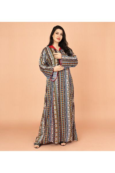IKKXA Elegant Patterns Collared Jalabiya