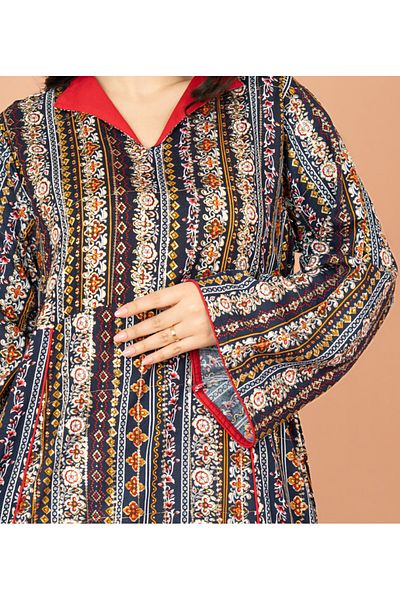 IKKXA Elegant Patterns Collared Jalabiya