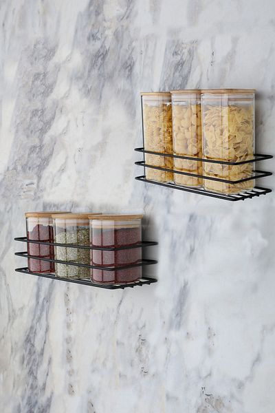 MultiStore 2 Pcs Spice Rack Holder Spice Rack Spice Rack Stand with Black Adhesive