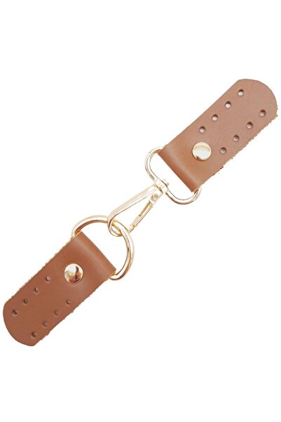 angel çanta aksesuar خطاف جلدي دقيق (قفل) - لون بني حليبي ذهبي فاتح معدني