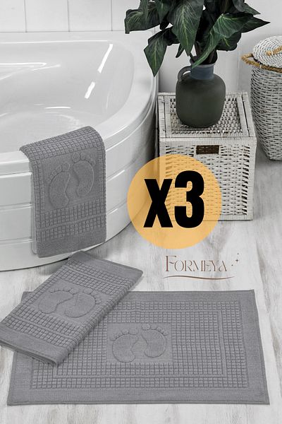 Formeya Πετσέτες ποδιών 3 τεμαχίων με ίχνος ποδιών - Σετ μπάνιου ματ (3 τεμάχια)