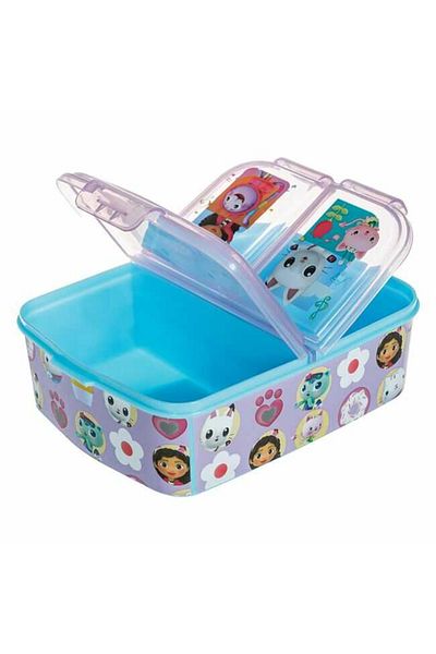 Micostore Plastic Casserole,compartmented,children,gabby's Dollhouse,lila,Girls,790 Ml,18 X 13.5 X 5.5 Cm