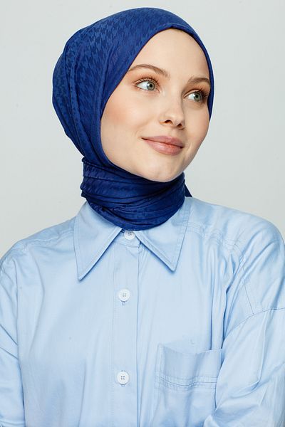 VALORSCARF Şal cu model de picături de gâscă - Albastru denim închis